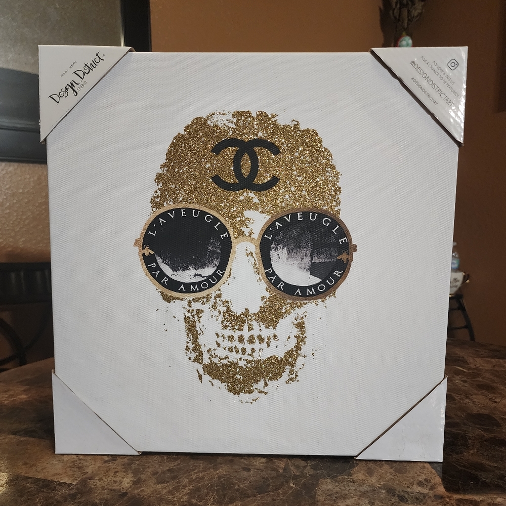 Skull Canvas Wall Art 14" x 14"